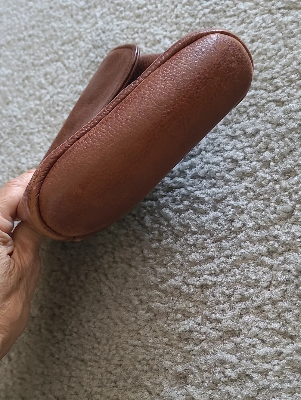 Vintage Brown Pebbled Leather Crossbody Bag - Picture 4 of 7